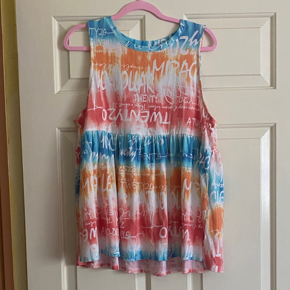 NWT GeeGee Colorful Graphic Women's Tank Top, Size L